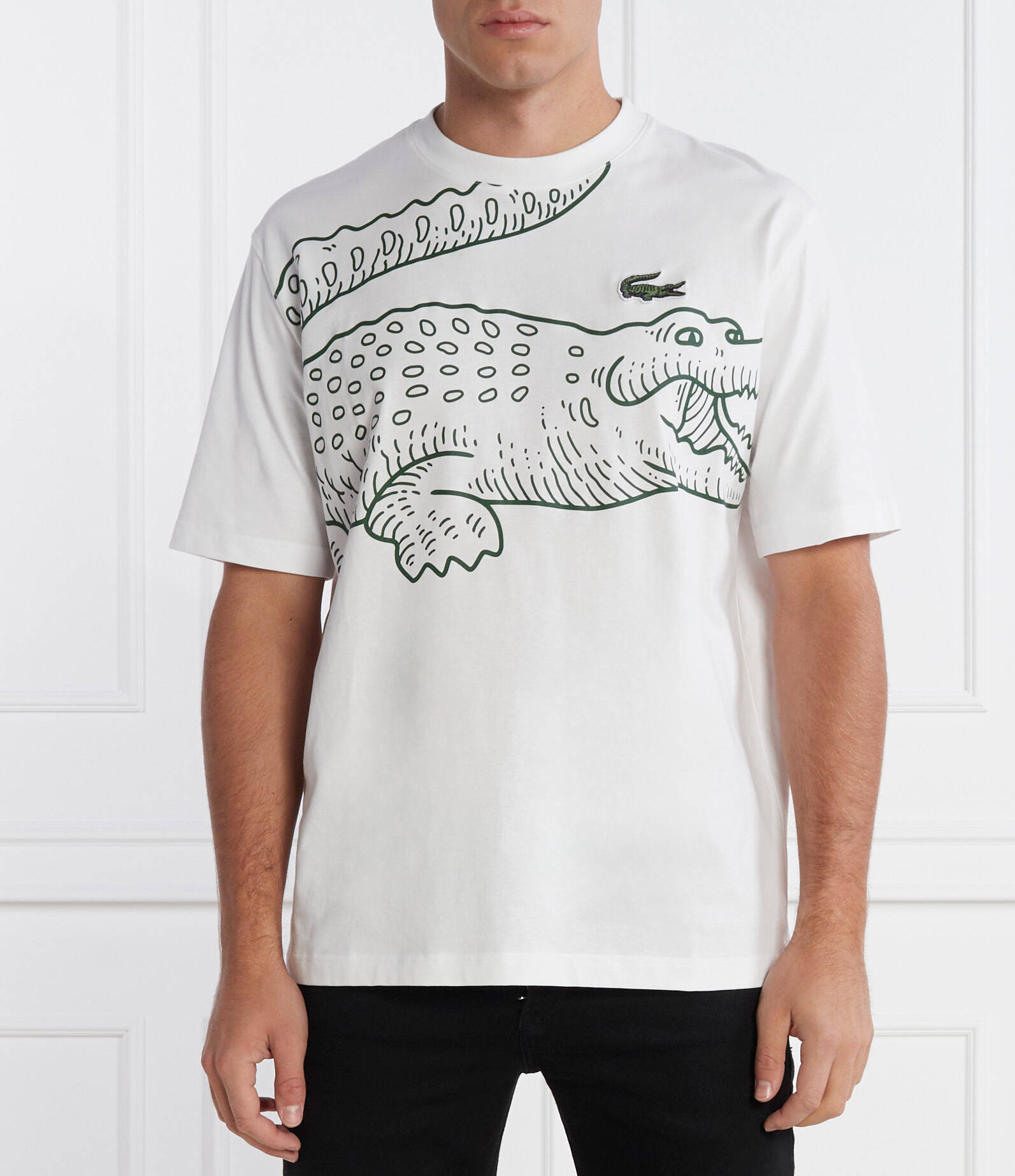 Lacoste Erkek Loose Fit Bisiklet Yaka Organik Pamuk Baskılı T-Shirt